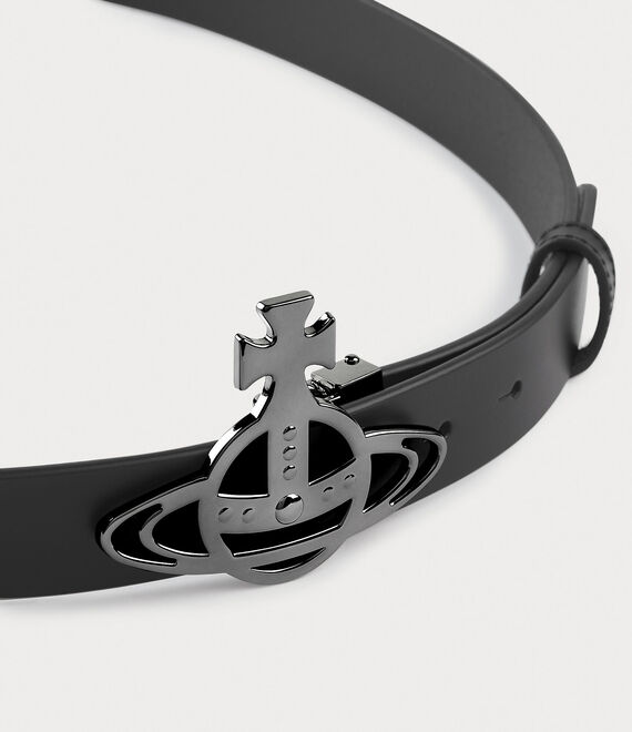 Vivienne Westwood Line Orb Buckle Belt in BLACK